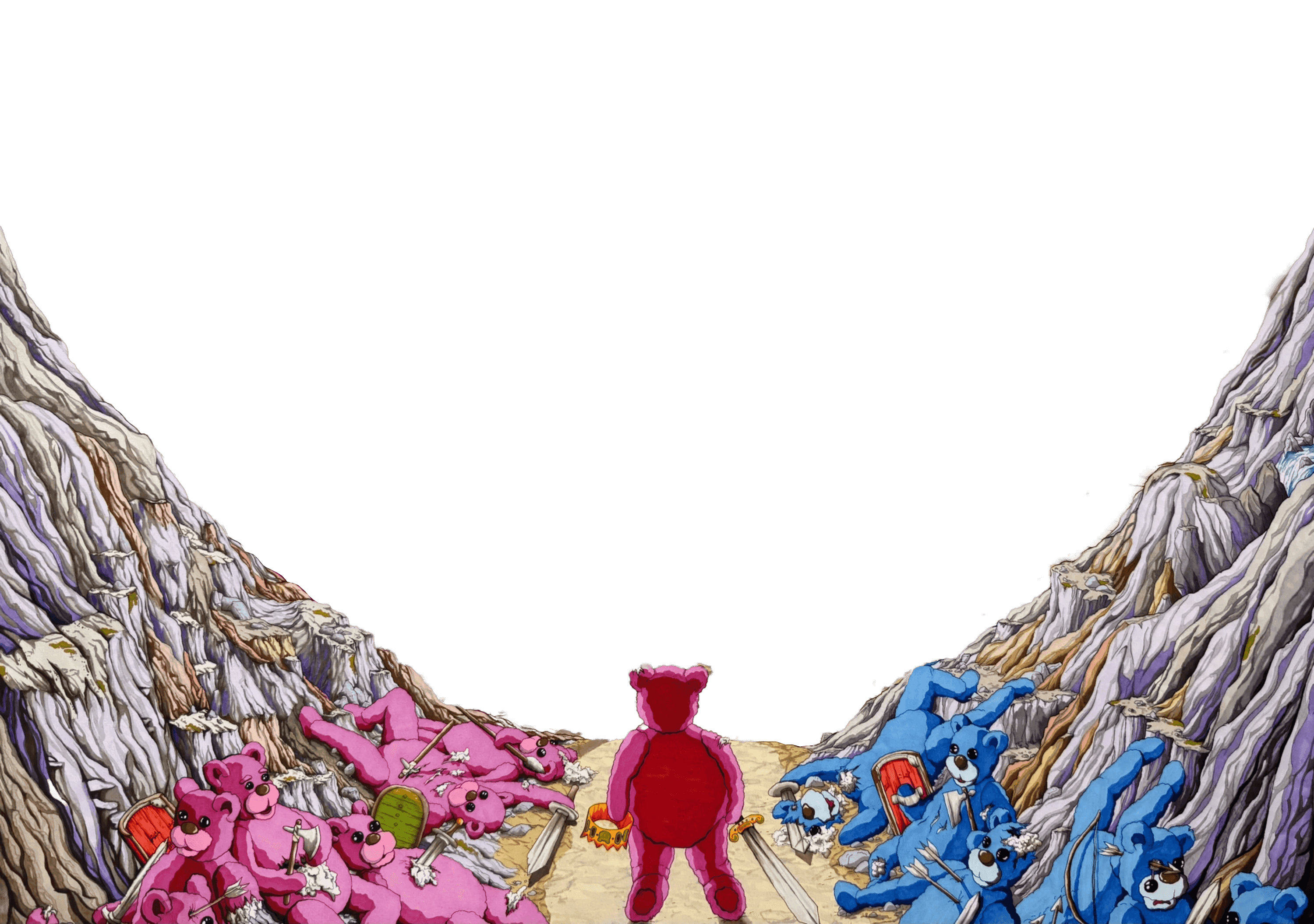 A lone hero gazing out over the epic landscape from a cliff